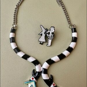 Beetlejuice Necklace and Pin Set
